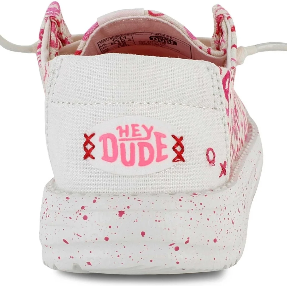 Hey Dude Womens/ Youth  Pink Heart Design